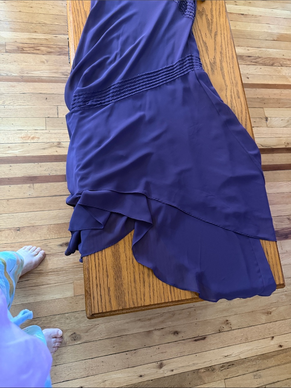 Adrianna Papell Deep Purple V-Neck Pintuck Slip Dress size 10 - Picture 6 of 8